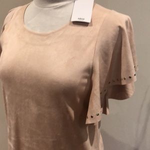 MNG Mango faux suede light dress with bell sleeve